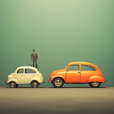 een grote en een kleine auto 2 door Kurt Heppke