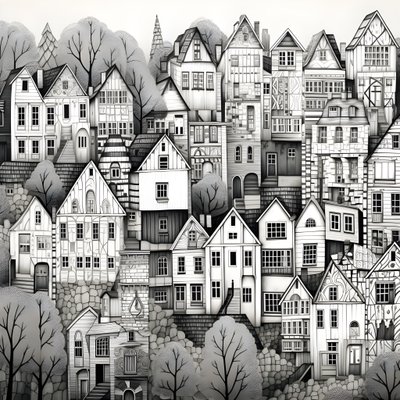 een zwart-wit beeld van de huizen 1 door Kurt Heppke