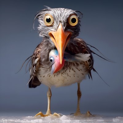 een strandloper houdt een vis vast door Kurt Heppke