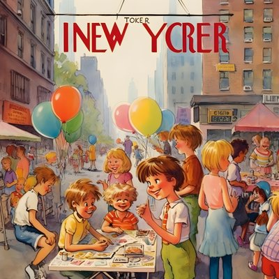 Kleurrijke New Yorker cover vintage cartoon grap 2 door Kurt Heppke