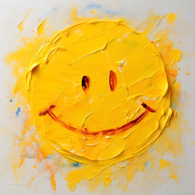 geel smiley-gezicht in impasto geschilderd 1 door Kurt Heppke