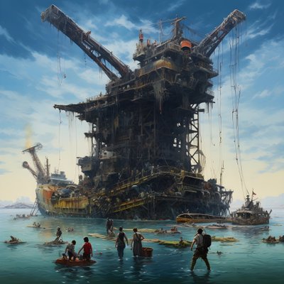 Groot wrak wordt door een kraan uit de zee getrokken 2 door Kurt Heppke