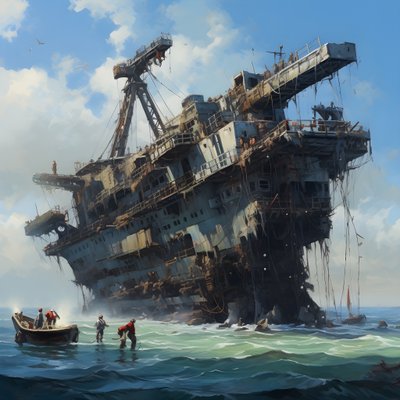 Groot wrak wordt door een kraan uit de zee getrokken 4 door Kurt Heppke