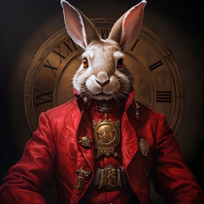 Mannelijke antropomorfe cybernetische klokkenpunk-androidhaas, in rode rokjas 3 door Kurt Heppke