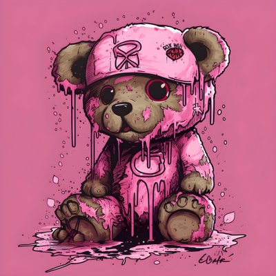 roze unisex-teddybeer met een bruin tatoeage op het voorhoofd 4 door Kurt Heppke