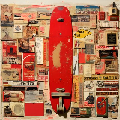 Rode collage, skateboards 2 door Kurt Heppke