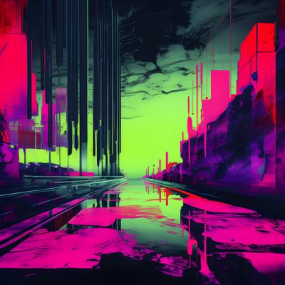 surrealistisch abstract landschap door Kurt Heppke