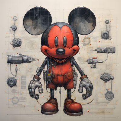 Technische tekeningen van Cyberpunk Mickey Mouse 2 door Kurt Heppke