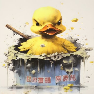 Trendy badeend reclameposter - de gele door Kurt Heppke