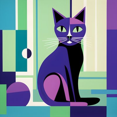 Om een opvallend contrast te creëren, zit zilveren kat inhoud in de stijl van modernistische strakke lijnen 3 door Kurt Heppke