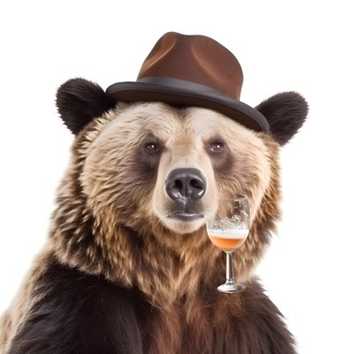 een beer met een hoge hoed en een bierpul van voren en van opzij op een witte achtergrond 3 door Kurt Heppke