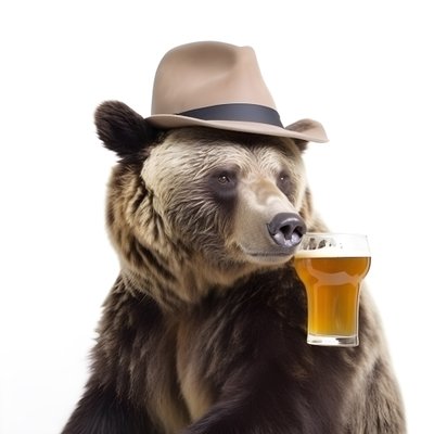 een beer met een hoge hoed en een bierpul van voren en van opzij op een witte achtergrond 4 door Kurt Heppke