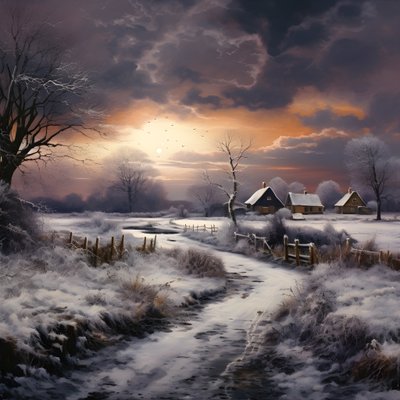 besneeuwd landschap. Een middelgrote boerderij door Kurt Heppke