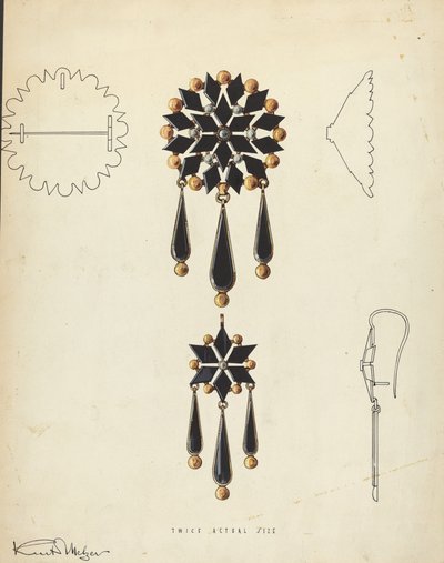 Broche en Oorbel door Kurt Melzer