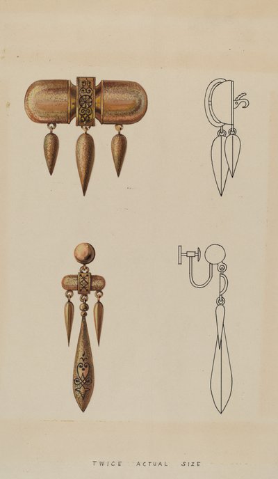 Broche en oorbellen, ca. 1936 door Kurt Melzer