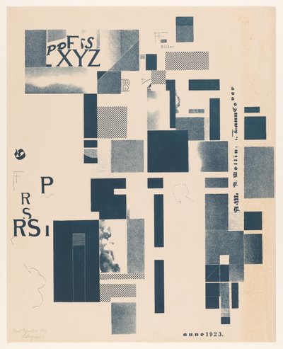 Compositie met typografische elementen door Kurt Schwitters (signed by artist)