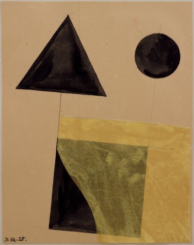 Constructie met driehoek, vierkant en passer door Kurt Schwitters