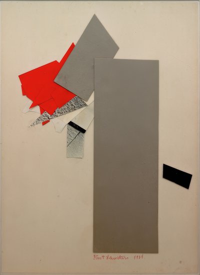 Zonder Titel (rood, grijs, zwart) door Kurt Schwitters