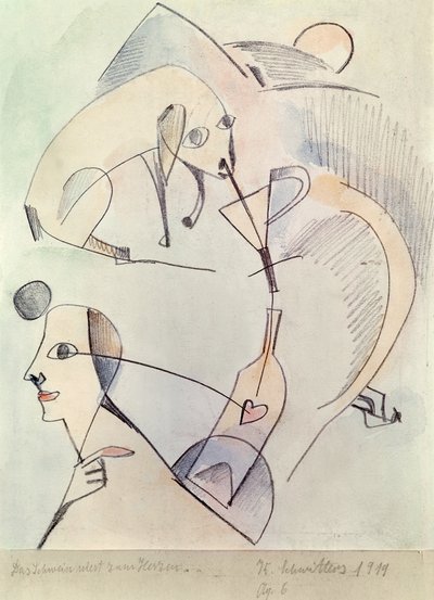 Het varken niest naar het hart, 1919 door Kurt Schwitters