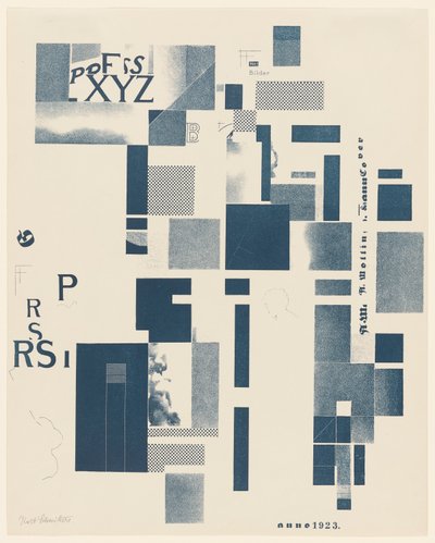 Zonder titel, nr. 3 van 6 uit de portfolio Merz 3. Kurt Schwitters 6 Lithos. Merz Mappe. Eerste Mappe van de Merz Uitgeverij door Kurt Schwitters
