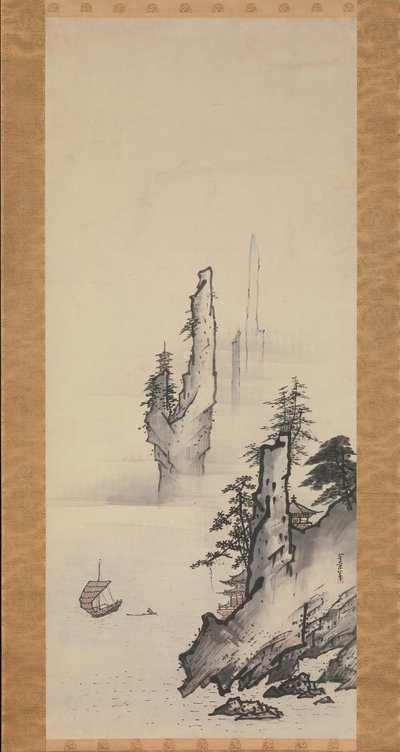 Landschap, 17e eeuw door Kusumi Morikage
