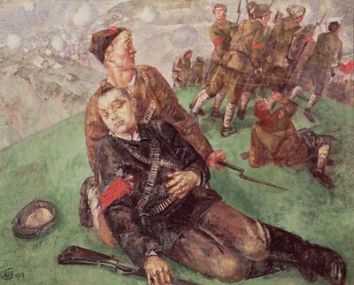 Dood van een Volkscommissaris, 1927 door Kuzma Sergeevich Petrov Vodkin