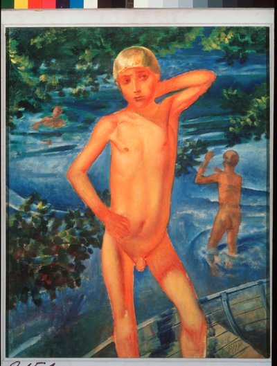 Jongens die baden door Kuzma Sergeevich Petrov Vodkin