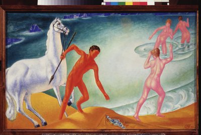 Dorstige krijger door Kuzma Sergeevich Petrov Vodkin