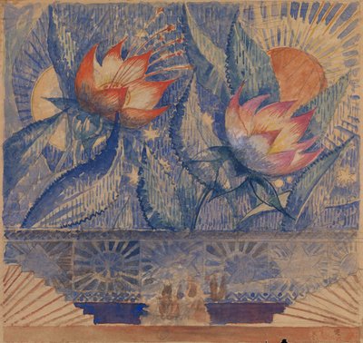Toneelontwerp door Kuzma Sergeevich Petrov Vodkin