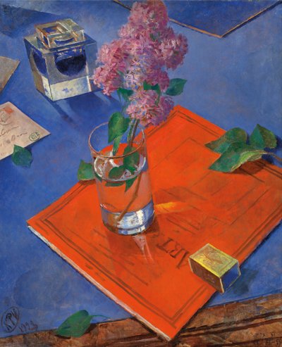 Stilleven met sering door Kuzma Sergeevich Petrov Vodkin