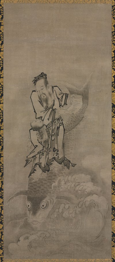 Hotei met Daoïstische Onsterfelijken, late 1600s-vroege 1700s door Kyūseki Tomonobu