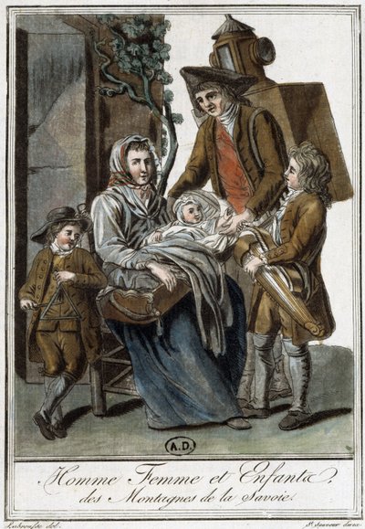 Familie van Savoyaardse boeren - in "Encyclopedie van Reizen" door J. Grasset St Sauveur, Deron, Parijs door L.F. Labrousse