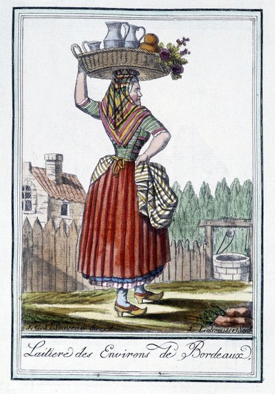 Melkmeisje uit de omgeving van Bordeaux - in "Encyclopédie des voyages" door J. Grasset St Sauveur, Deron, Parijs door L.F. Labrousse