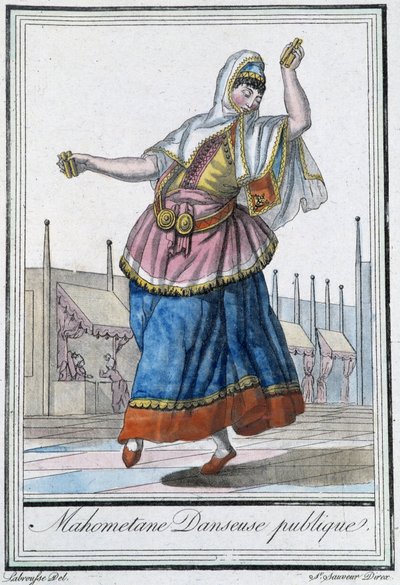 Mohammedaanse publieke danseres - in "Encyclopédie des voyages" door J. Grasset St Sauveur, ed. Deroy, Parijs door L.F. Labrousse