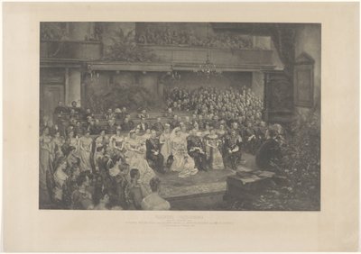Plechtige inzegening van het huwelijk van Koningin Wilhelmina der Nederlanden en hertog Hendrik van Mecklenburg te 