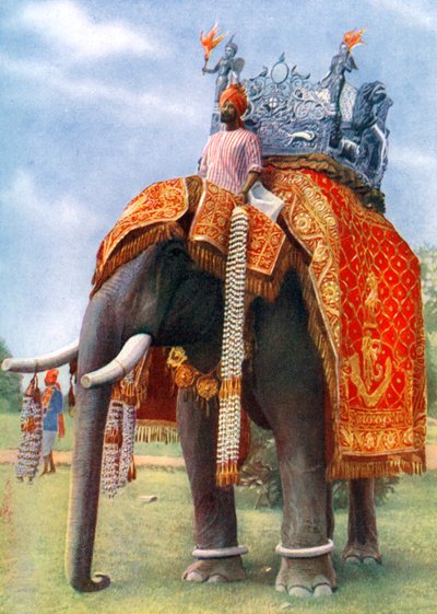 Een Majestueuze Olifant op het Belangrijkste Feest van Bengalen, India, 1922 door L Barber