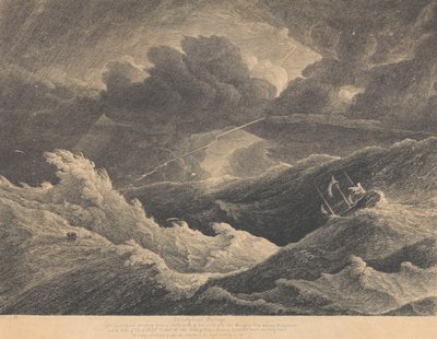 Van een schets gemaakt in 1804 tijdens een storm tussen Madagaskar en de Kaap de Goede Hoop waarin het Indiaman-schip 