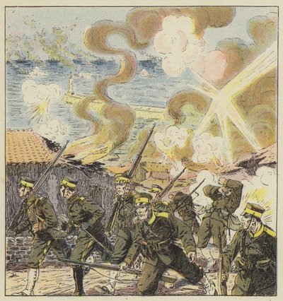 Bombardement van Gensan door de Russische vloot van Vladivostok door L. Malespine
