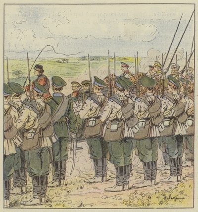 De Russische troepen eren de passage van een generaal door L. Malespine