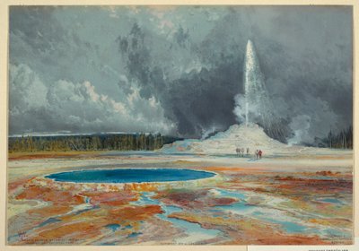 Print, Castle Geyser, Bovenste geiserbekken, Yellowstone National Park door L. Prang and Company