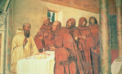 Communie nemen, uit het leven van St. Benedictus door L. Signorelli
