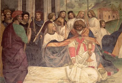 De dood van St. Benedictus, uit het leven van St. Benedictus door L. Signorelli