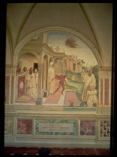 De geseling van St. Benedictus, uit het leven van St. Benedictus door L. Signorelli