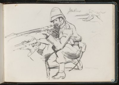 ?Jenkins? knielend om te vuren, 1879 door Lady Butler