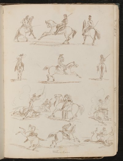 Twaalf penstudies met opschrift 