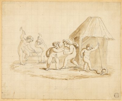 Putti die mythologische scènes opvoeren door Lady Diana Beauclerk