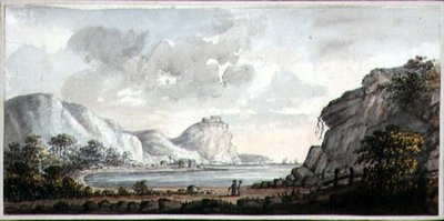 Landschap met twee figuren met uitzicht op een baai, ca. 1825 door Lady Egerton