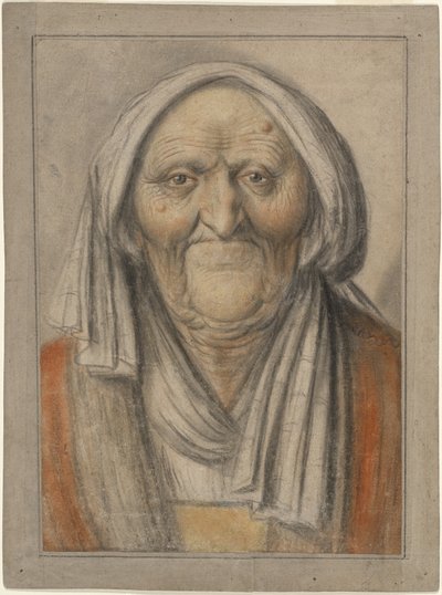 Buste van een Oude Vrouw met een Hoofddoek door Lagneau