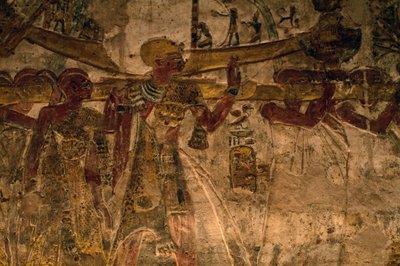 Bas-reliëf uit de tempel van Derr, Neder-Nubië, Egypte, Egyptische beschaving, Nieuwe Koninkrijk, Dynastie XIX door Amadeo (after) Modigliani