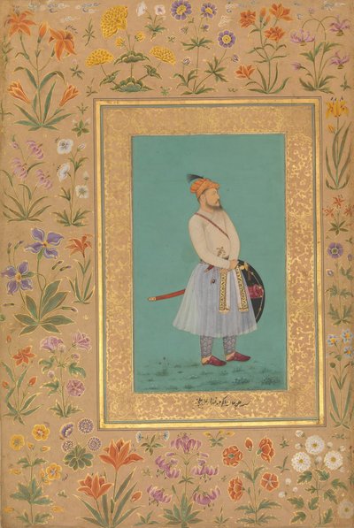 Portret van Qilich Khan Turani, Folio uit het Shah Jahan Album, recto: ca. 1640, verso: ca. 1530-50 door Lalchand